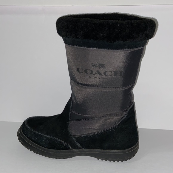 Women’s COACH Sherman Suede/Nylon Winter Boots Black Size 8B US, Black and Gray - Picture 6 of 11